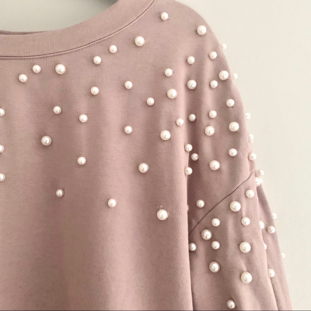HALOGEN pink pearl studded sweater nordstrom brand - Picture 3 of 10